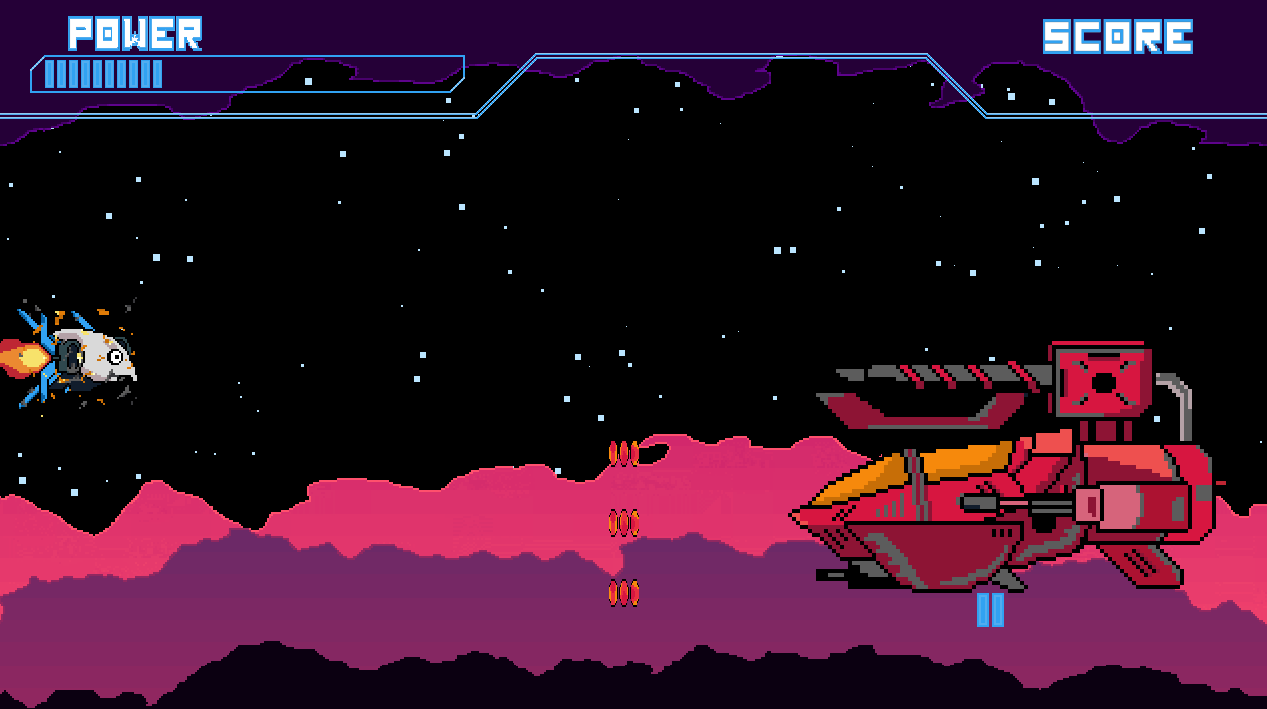 Screenshot showing the player's ship and an enemy in space
