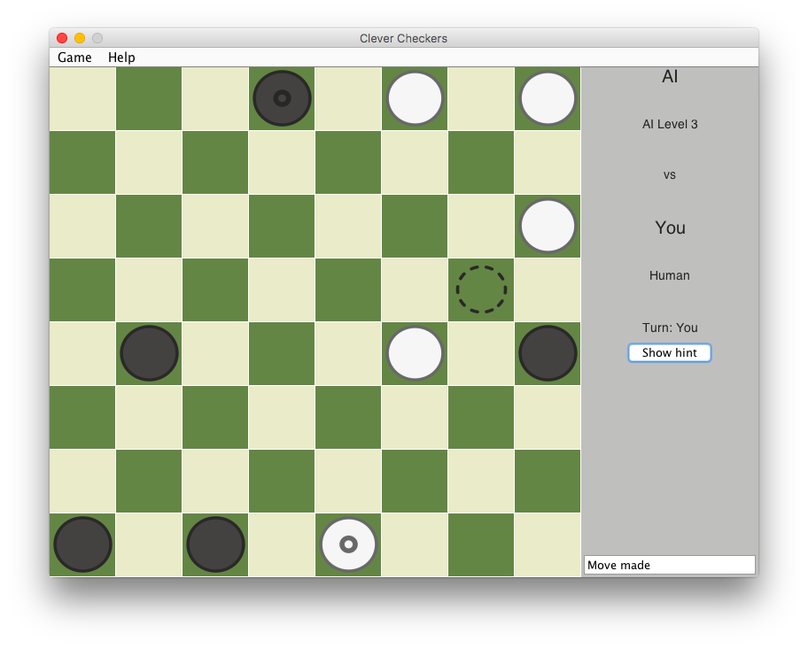 Screenshot of the CleverCheckers game